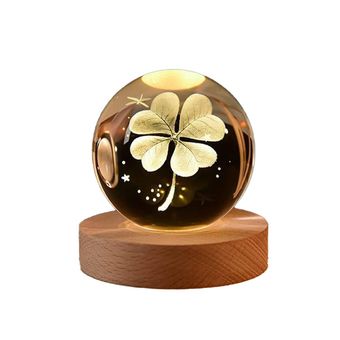 چراغ خواب مدل گوی شیشه ای طرح شبدر چهار پر