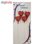 شمع تولد طرح قلب  بسته 4عددی