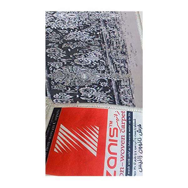 فرش ماشینی زانیس مدل وینتیج طرح فانتزی زمینه طوسی