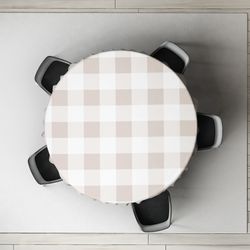 رومیزی طرح چهارخانه مدل D-0099 مناسب میز ناهارخوری گرد