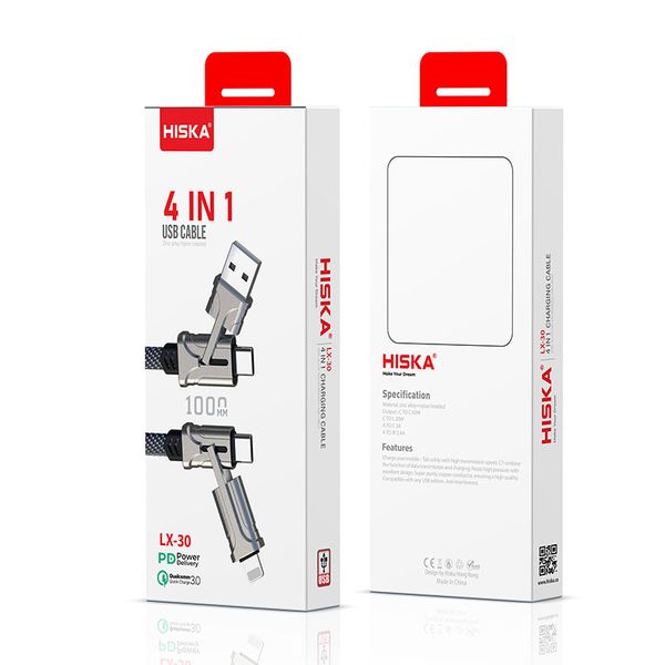 کابل تبدیل USB به لایتنینگ/ USB-C هیسکا مدل LX-30 طول 1 متر