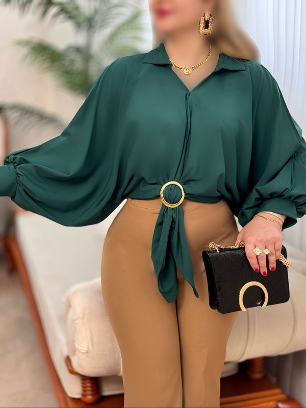شومیز کرپ حلقه ای2823