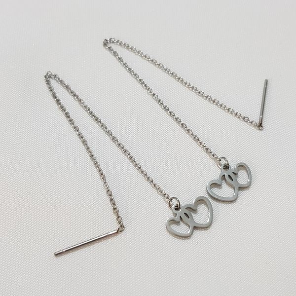 گوشواره زنانه مدل دو قلب سیلور 175