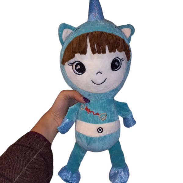 عروسک مدل دختر یونیکورن لباس کبریتی ارتفاع 50 سانتی متر