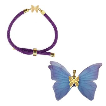 نیم ست طلا 18 عیار زنانه گالری صادقی مدل پروانه پارچه ای کد B14