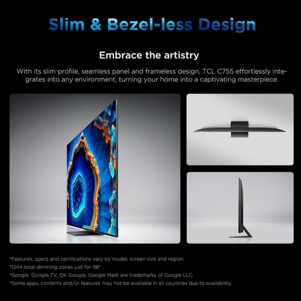 تلویزیون ال ای دی هوشمند تی سی ال مدل 98C755 سایز 98 اینچ