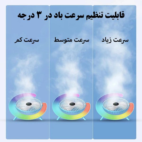 پنکه رومیزی رنگین کمان مدل چراغ دار Colorful