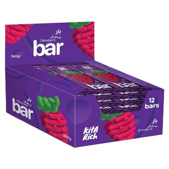 بار غلات با طعم توت فرنگی و روکش کاکائو تلخ کیتاریچ - 30گرم بسته 12 عددی