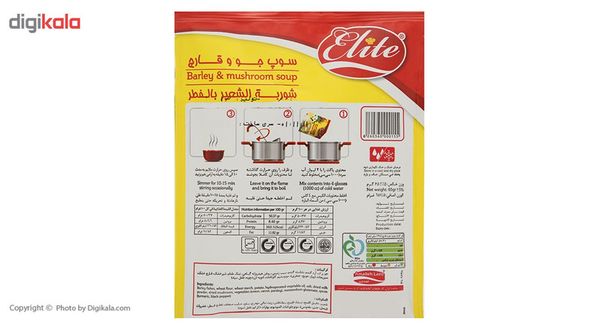 سوپ نیمه آماده جو و قارچ الیت مقدار 65 گرم باکس 12عددی