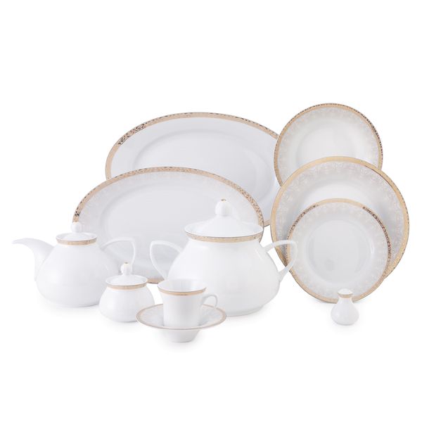 سرویس غذاخوری 108 پارچه چینی زرین ایران سری شهرزاد مدل رومینا درجه یک