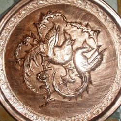 سینی مسی قلمزنی طرح ققنوس