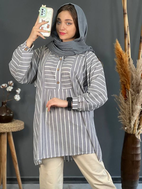 تونیک لینن نخ راه راه کد 1140