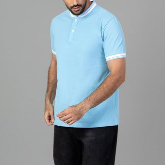 پولوشرت آستین کوتاه یقه گرد مردانه باینت مدل 817-2 رنگ آبی