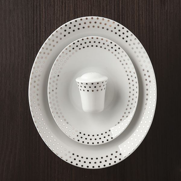 سرویس غذاخوری 97 پارچه چینی زرین سری وینچی مدل اسپاتی پلاتینی درجه یک