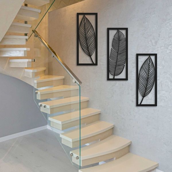 دیوارکوب پدیده پلاس طرح برگ مجموعه 3 عددی