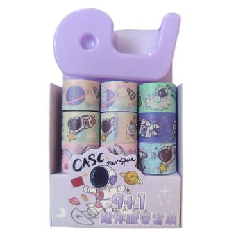 چسب نواری مدل واشی طرح فانتزی عرض 1 سانتی متر به همراه پایه چسب بسته 10 عددی