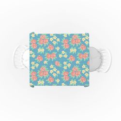 رومیزی مدل مربع مخمل طرح گل بهاری مدرن کد 11038