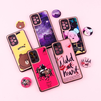 قاب فانتزی دور طلایی محافظ لنزدار + پاپ سوکت Samsung Galaxy A53 5G