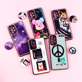 قاب فانتزی دور طلایی محافظ لنزدار + پاپ سوکت Samsung Galaxy A73