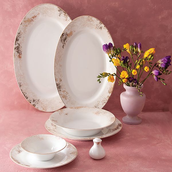 سرویس غذاخوری 35 پارچه چینی زرین ایران سری شهرزاد مدل کلودیا درجه عالی