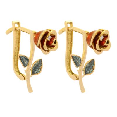 گوشواره کلیپسی طلا 18 عیار زنانه طلای مستجابی مدل گل رز یاسان T891 کد 65326