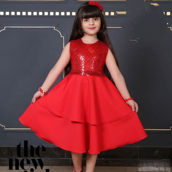 سارافون جلو پولکی قرمز شیک دخترانه