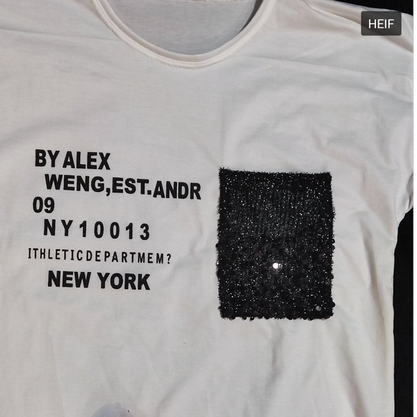 تیشرت شیک زنانه سفید جیب پولکی