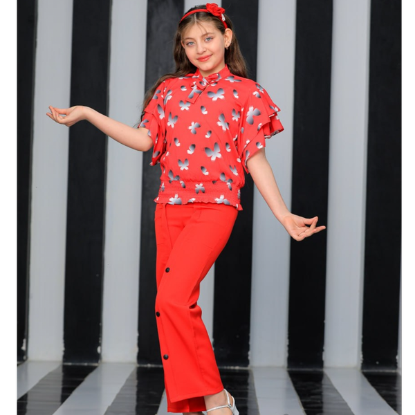 کراپ وشلوارطرح پروانه