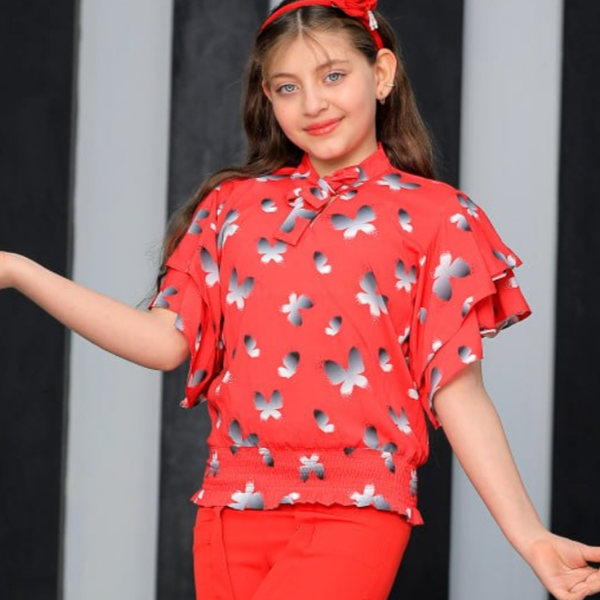 کراپ وشلوارطرح پروانه