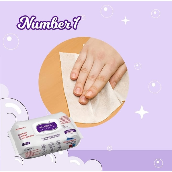 دستمال مرطوب همه کاره نامبر وان Number 1 Cleanحاوی صابون سفید بسته100عددی