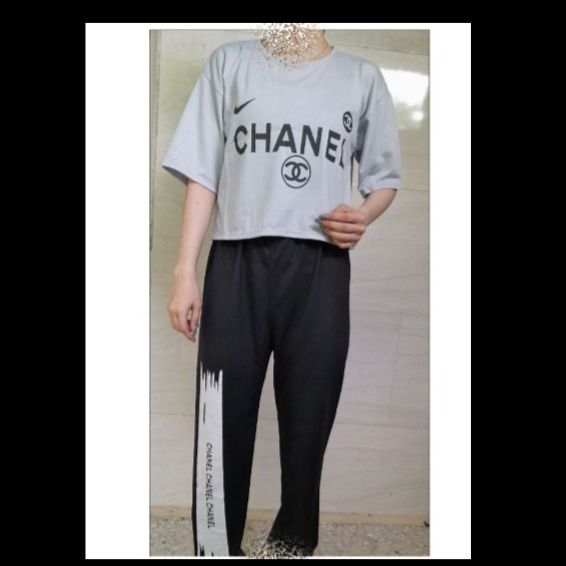 ست کراپ و شلوار دخترانه طوسی120