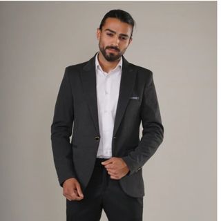 کت تک مردانه اسپرت پارچه ملانژ ذغالی k-8