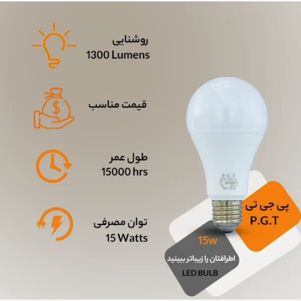 لامپ ال ای دی 15 وات PGT