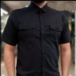 پیراهن مشکی مردانه آستین کوتاه دوجیب