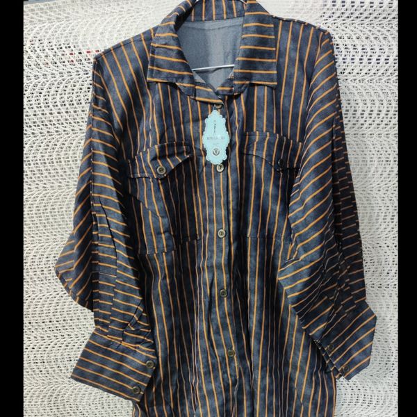 مانتو راه راه شیک زنانه طرح کیمونو