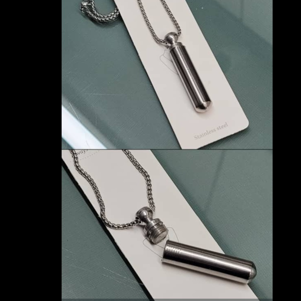 گردنبند لوله حرز استیل بازنجیر ویتالی 60سانتی