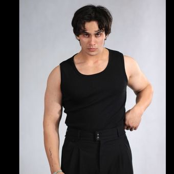 تنک تاپ مشکی کبریتی مردانه فول کش کد 2