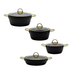 سرویس قابلمه 8 پارچه درب فلت طلایی کد 8307