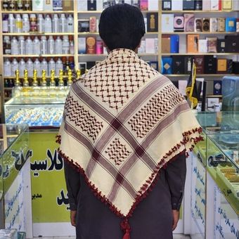 چفیه هندی | چفیه رومانی | چفیه عمانی | شال هندی | شال عمانی | رنگ کرمی نخ قرمز
