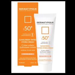 کرم ضد آفتاب رنگی هیدرا درماتیپیک مناسب پوست خشک بژ طبیعی spf 50