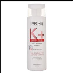 شامپو موهای کراتینه پرایم فاقد سولفات حاوی کراتین پروتئین ابریشم و شیر هیدرولیز شده حجم 250 میلی لیتر
