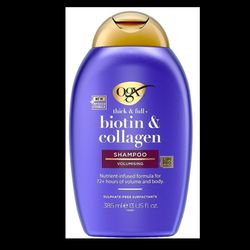 شامپو بیوتین و کلاژن فاقد سولفات حجم دهنده و ضد ریزش برندOgx حجم 385