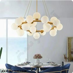 لوستر حبابی مولکولی مدرن مدل گرد قابل انتخاب تعداد شعله لوستر مون