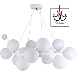 لوستر مدرن مولکولی 15 شعله با حباب فلزی