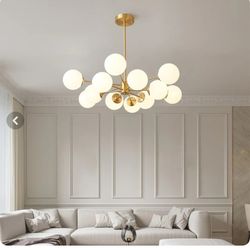 لوستر مدرن مولکولی رینگی 12 شعله با حباب