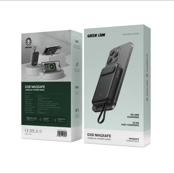 پاور بانک گرین لاین GREEN LION DXB MAGSAFE ظرفیت 10000 میلی آمپر مدل GL-PB92