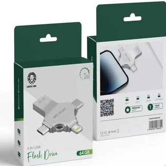 فلش مموری 4 در 1 گرین لاین مدل GREEN LION FLASH DRIVE 4 IN 1 با ظرفیت 64 گیگابایت