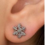 گوشواره میخی زنانه طرح برف نقره ای