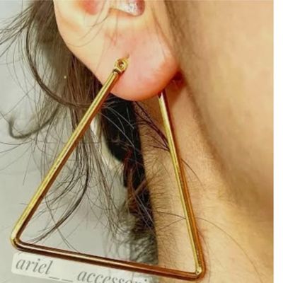 گوشواره هندسی طرح مثلث طلایی ژوپینگ وارداتی   ژوپینگ