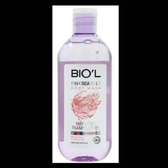 شامپو بدن ژلی سیلکی نمک دریایی مرطوب کننده مناسب پوست خشک برند Biol حجم 400 میل